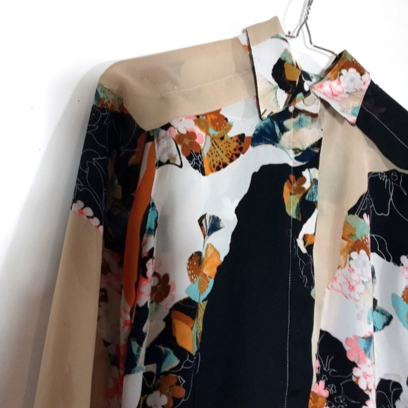 3.1 Phillip Lim x Target XS/TP Floral Print Collared Button-Front Blouse Tunic - Picture 2 of 8